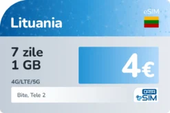 eSIM Lituania 7 zile 1 GB