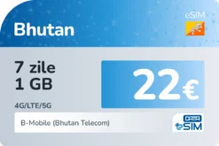 eSIM Bhutan 7 zile 1 GB