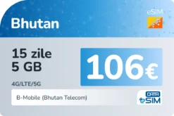 eSIM Bhutan 15 zile 5 GB