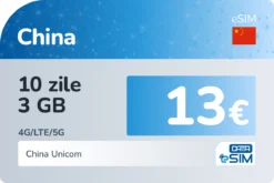 eSIM China 10 zile 3 GB