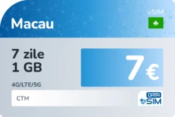 eSIM Macau 7 zile 1 GB