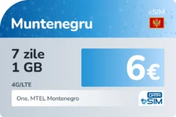 eSIM Muntenegru 7 zile 1 GB