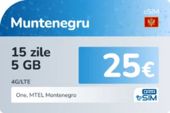 eSIM Muntenegru 15 zile 5 GB