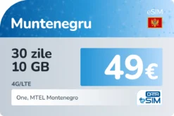 eSIM Muntenegru 30 zile 10 GB